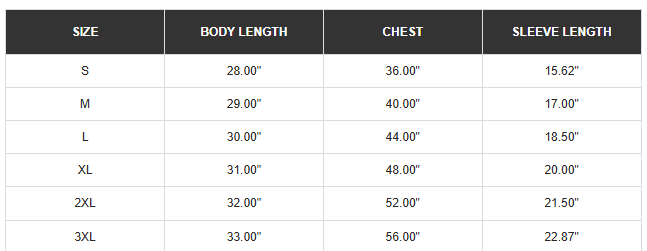 Unisex-TShirt-Size-Chart